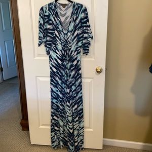 Tommy Bahama small blue and turquoise long maxi dress
